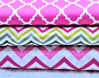 Quilting Fabric, 3pc Fat Quarters, Mask Fabric, Fat Quarter Bundle, Chevron/Geometric, Craft Supplies, Diy/Sewing Material, Cotton