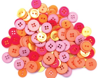 Buttons, Assorted Craft Buttons, Clothing Buttons, Sewing/Craft/Diy Buttons, Quilting Buttons, Pink/Yellow Buttons, Shank Buttons