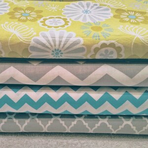 Quilting Fabric, 4pc Fat Quarters, Mask Fabric, Fat Quarter Bundle, Chevron/Florals/Quartrefoil, Craft Supplies, Diy/Sewing Material, Cotton