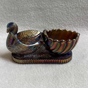 Vintage Joe St Clair Carnival Glass Swan Salt Cellar (Open Salt Dip) (#DCG1062)