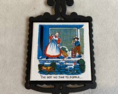 Vintage Japan Cast Iron Trivet - 39 I 39 ve Got No Time to Dopple 39 ( VTT008)