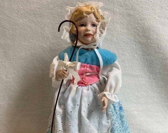 Knowles China (1987) - Children from Mother Goose - 14" Porcelain Doll - 'Little Bo Peep' - In Original Packaging (#DL618)