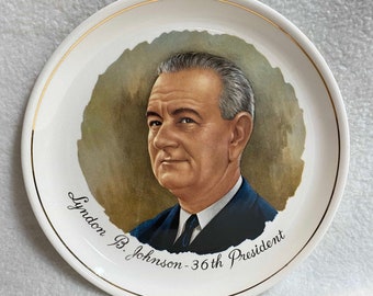 Assiette de collection vintage Lyndon B. Johnson President Portrait (#PR139)