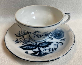 Vintage Blue Danube Blue Onion Teacup and Saucer (#DCG335)