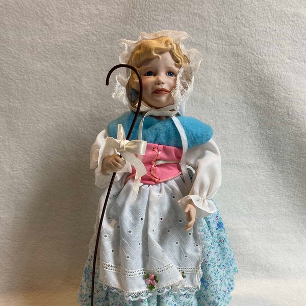 Knowles China (1987) - Children from Mother Goose - 14" Porcelain Doll - 'Little Bo Peep' - In Original Packaging (#DL618)