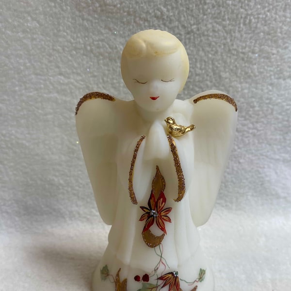 Vintage Fenton Glass Hand-painted Angel Hand Bell (#A161)