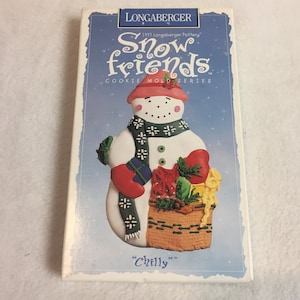 Vintage Longaberger Pottery Cookie Mold - &#39;Snow Friends, Chilly&#39; - In Original Packaging (#EE083)