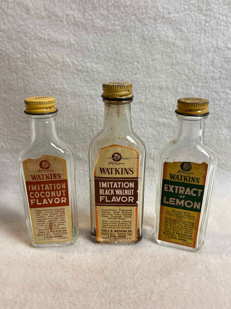 J.R. Watkins 2 Oz Extract Bottles Lemon Black Walnut Etsy