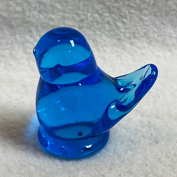 Vintage Small Blue Glass Blue Bird of Happiness Figurine (#BCD742)