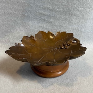Vintage Reuge Carved Wooden Leaf Rotating Musical Display/Candy Stand - Plays Blue Danube (#EE174)