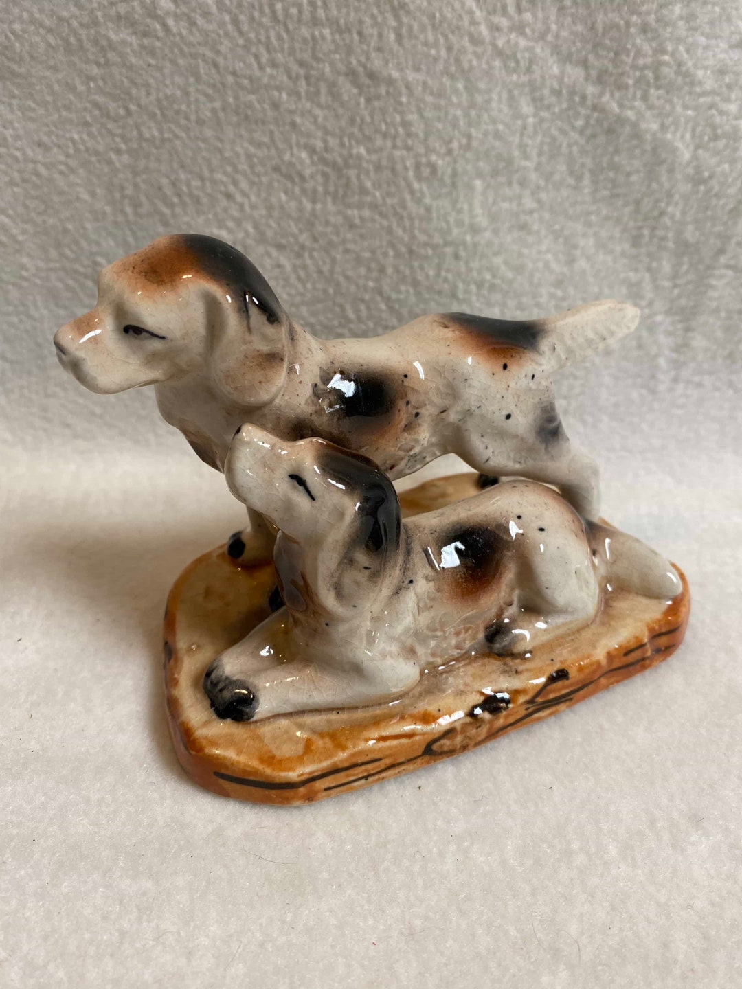 Vintage Japan Hand-painted Pointer Dogs on Mat Figurine (#BCD629) - Etsy