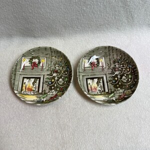 Vintage Johnson Brothers Merry Christmas Coasters - Set of 2