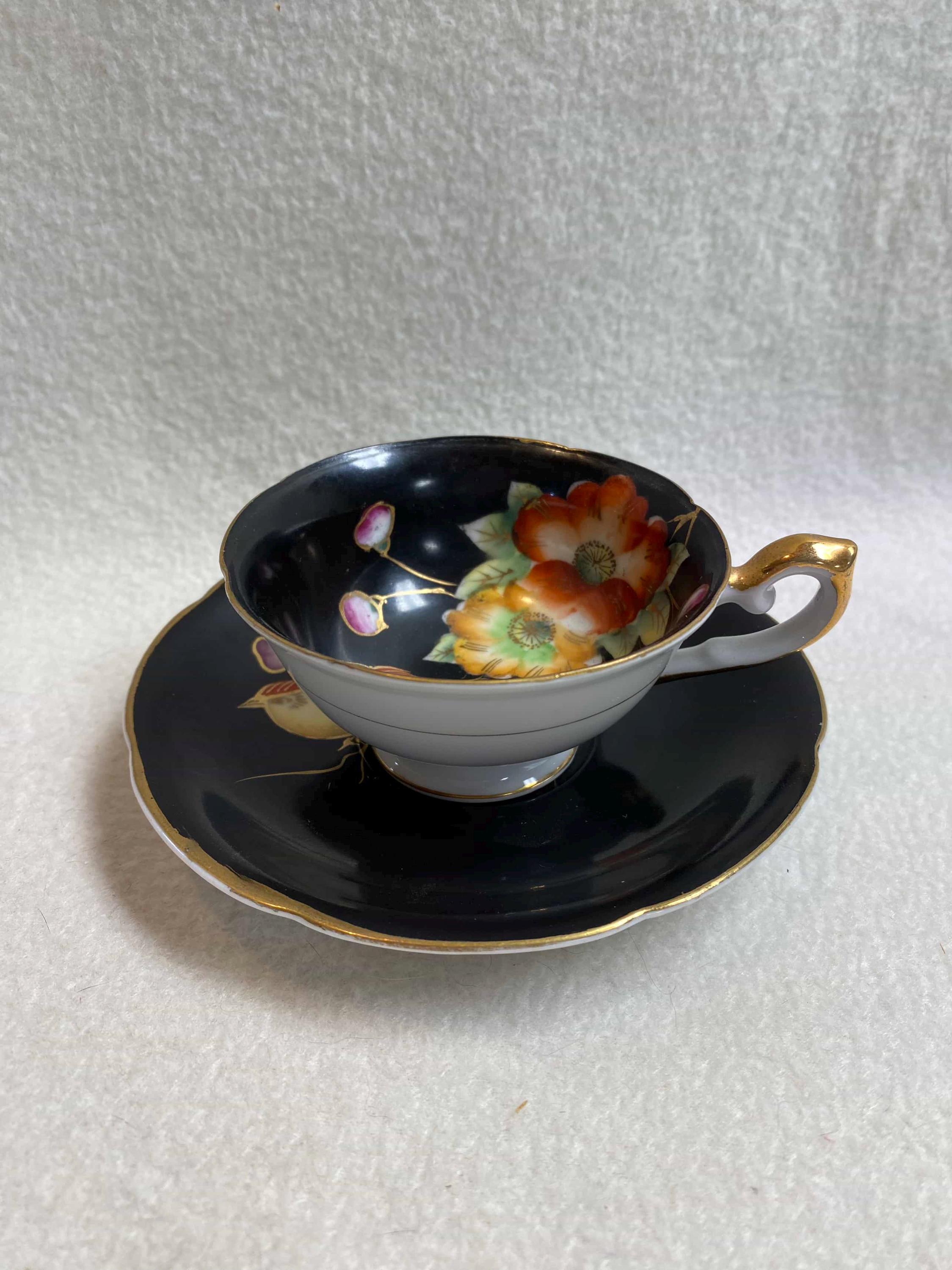 Vintage Occupied Japan Ardalt Handpainted Bird and Floral Cup and