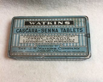 Vintage J.R. Watkins Cascara-Senna Tablets Tin for Display (#W153)