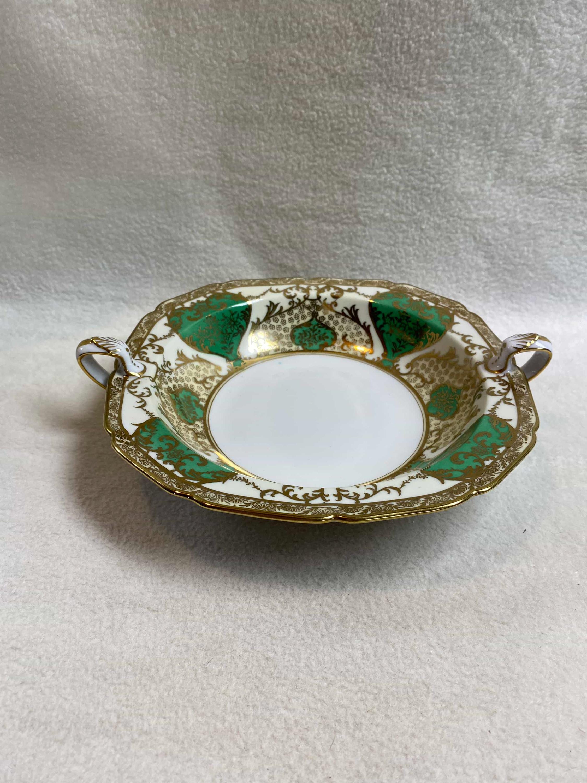 Vintage Noritake Hand-painted Green/white/gold Rounded and Handled