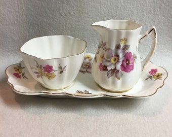 Old Royal Floral Creamer and Sugar Bowl on Tray (#DCG161)
