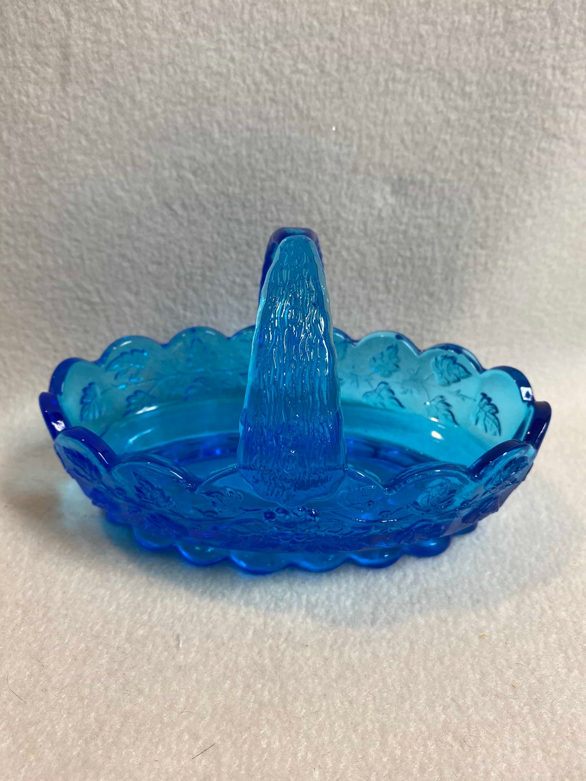 Westmoreland Blue Glass Candy/nut Dish With Scalloped Edges Etsy