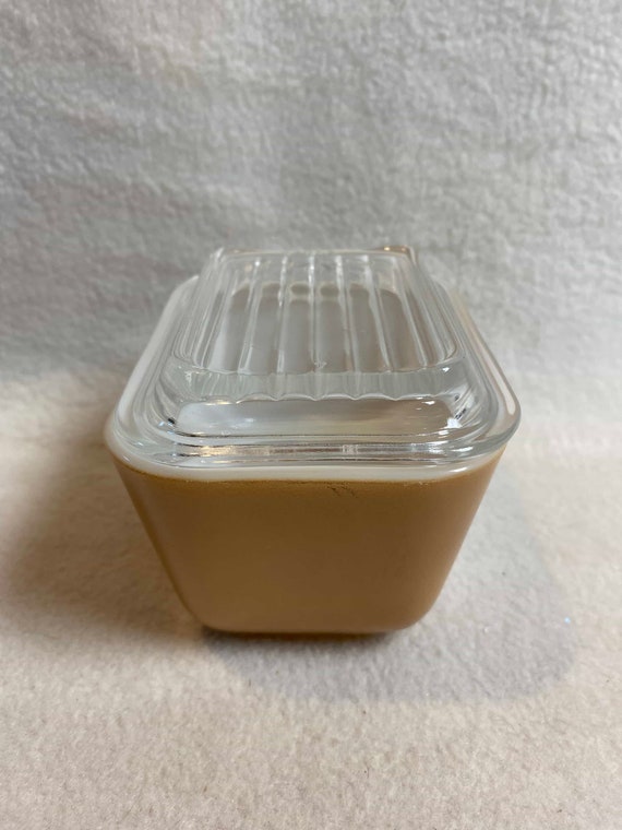 Vintage Pyrex 1 1/2 Cup Small Woodland Light Brown Refrigerator