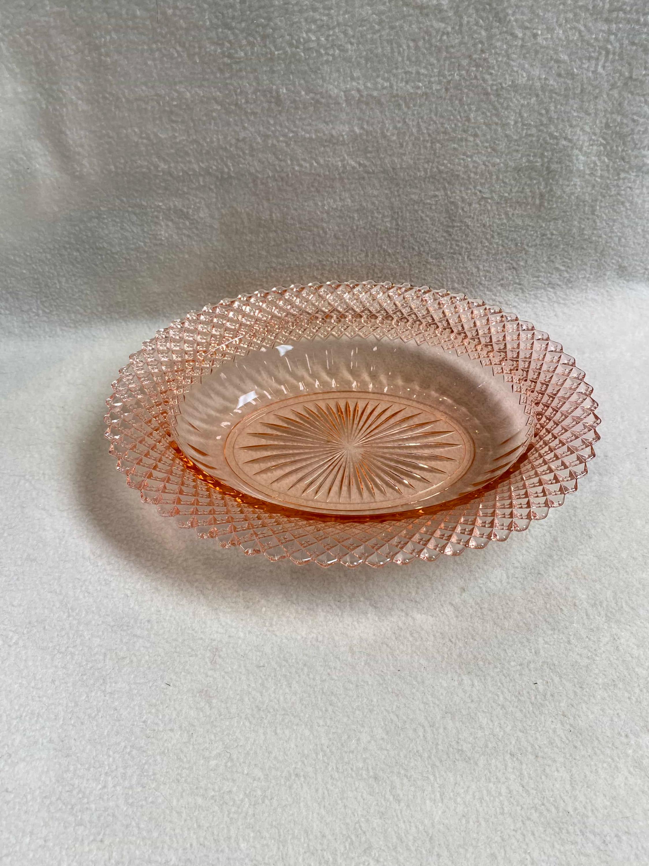Vintage Pink Depression Anchor Hocking Miss America Glass Oval