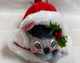 vintage Annalee Dolls - Souris en bonnet de Noel - 1972 (#AL329)