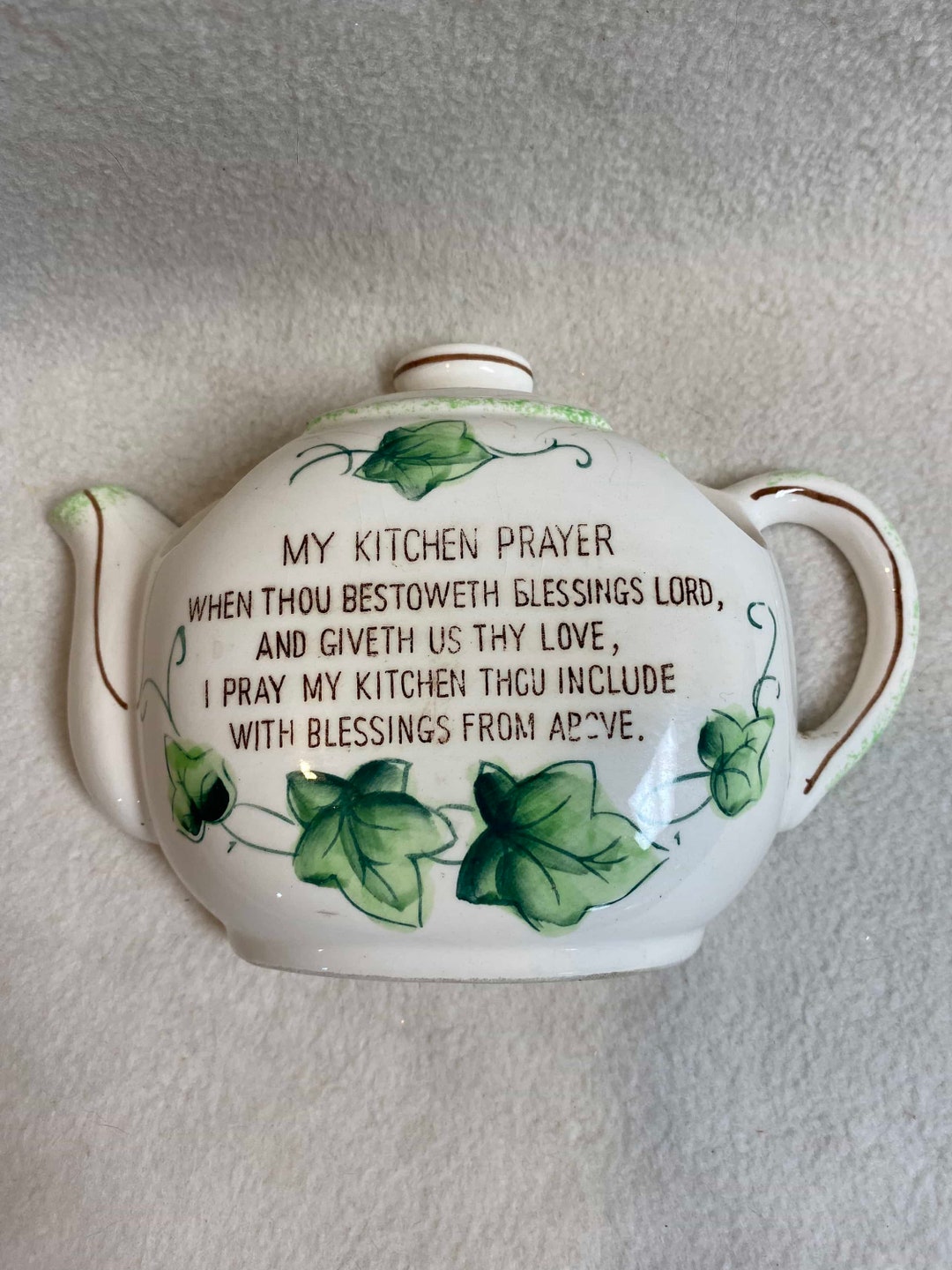 Vintage Teapot Wall Pocket With My Kitchen Prayer WP071 Etsy