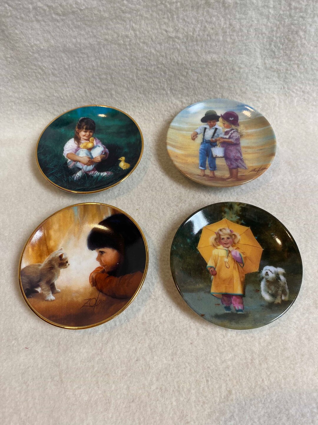 Vintage Donald Zolan Miniature Collector Plates Children Set of 4 in