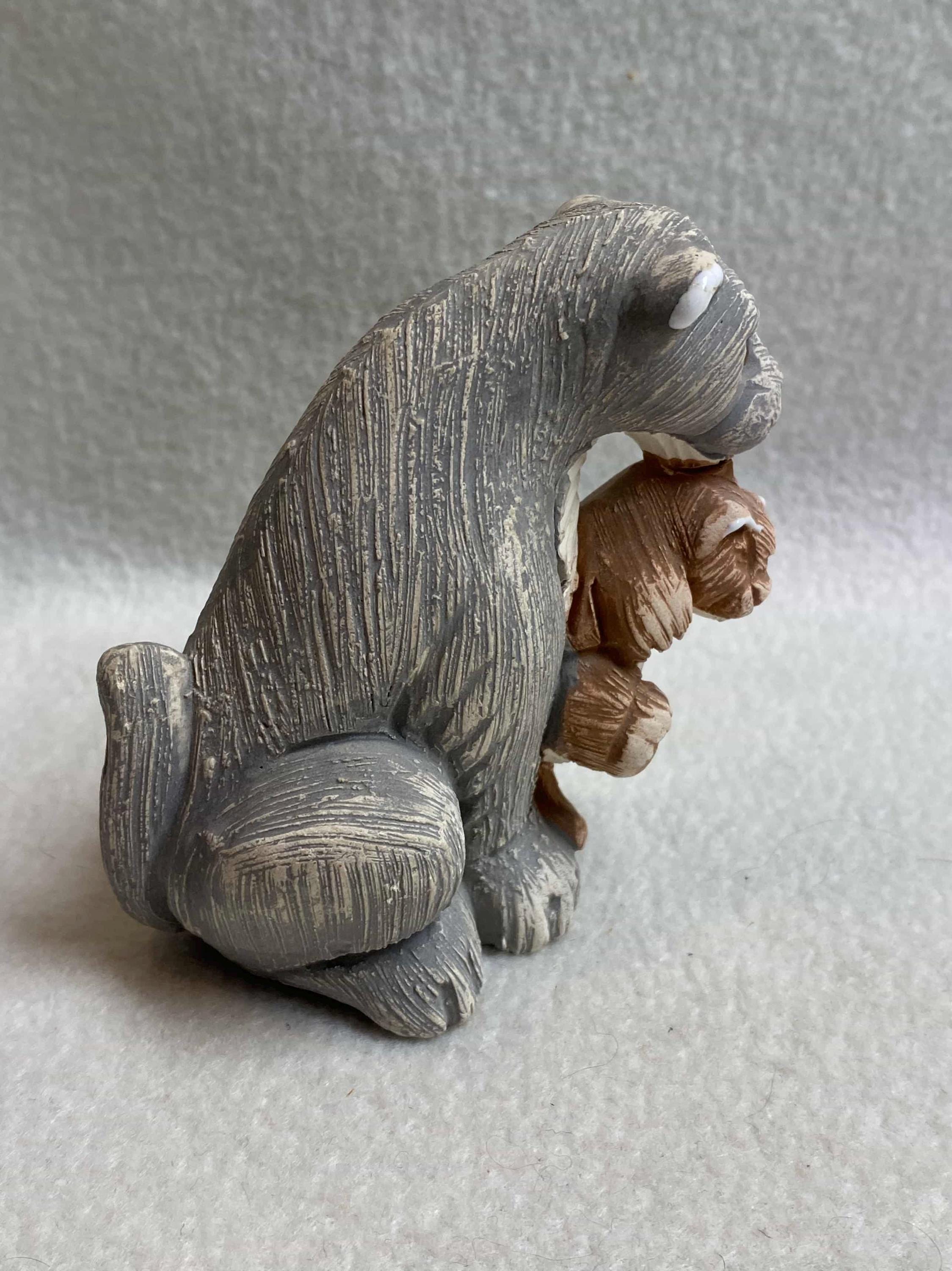 Vintage Artesania Rinconada Gray Puma With Cub Figurine (#FIG1462