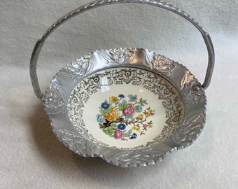 Vintage Farber and Shlevin Floral Dish With Hammered