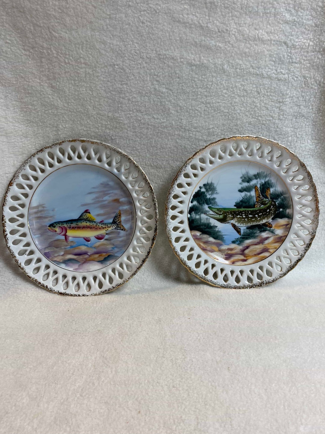 Vintage Enesco Fish Collector Plates Set of 2 PLT635 Etsy