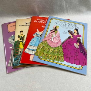 Vintage Paper Dolls Books (Old South/Godey&#39;s Lady&#39;s/Victorian/Antique Fashion) - Set of 4 (#EE291)