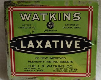Vintage J.R. Watkins Laxative Tablets Tin for Display (#W095)