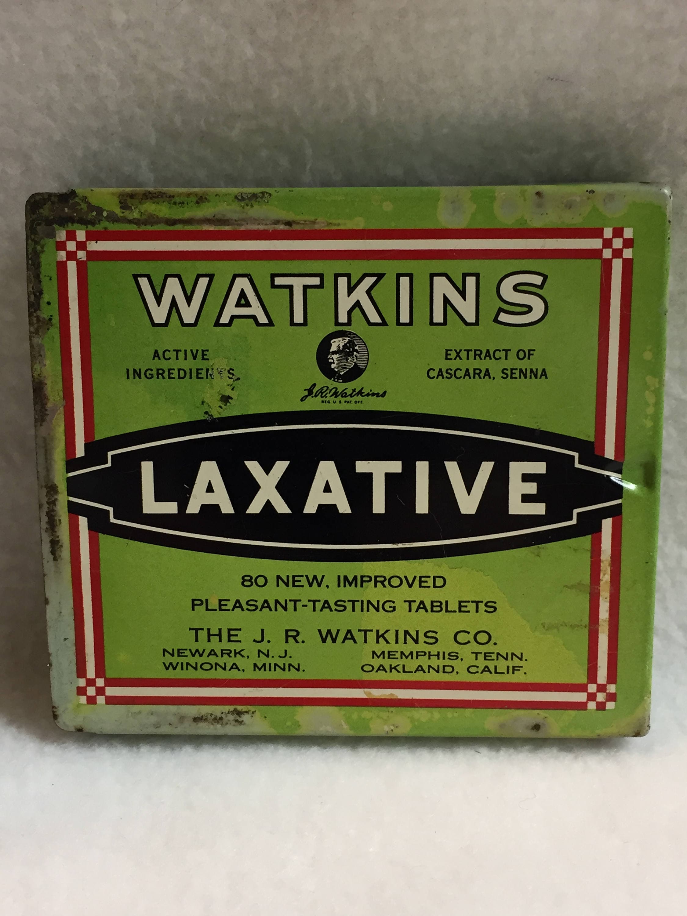 Vintage J.R. Watkins Laxative Tablets Tin for Display (#W095)