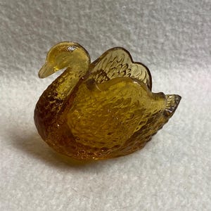 Vintage Small Light Brown/Golden Yellow Open Swan Glass Salt Cellar (#DCG1125)