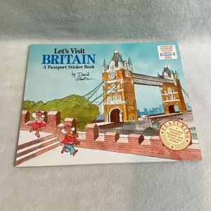 Vintage Children&#39;s Book (1989) - &#39;Let&#39;s Visit Britain - A Passport Sticker Book&#39; (#BK403)