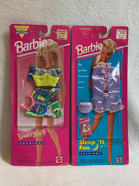 Vintage Barbie Clothes - Sparkle Beach and Sleep 'N Fun - In Original  Packaging - Set of 2 (#DL650)