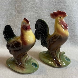 Vintage Colorful Hen and Rooster Figurines Set of 2 - Etsy