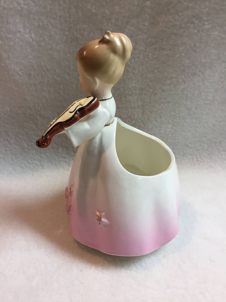 Inarco Girl in Pink Dress with Violin Garden Planter #PLA139