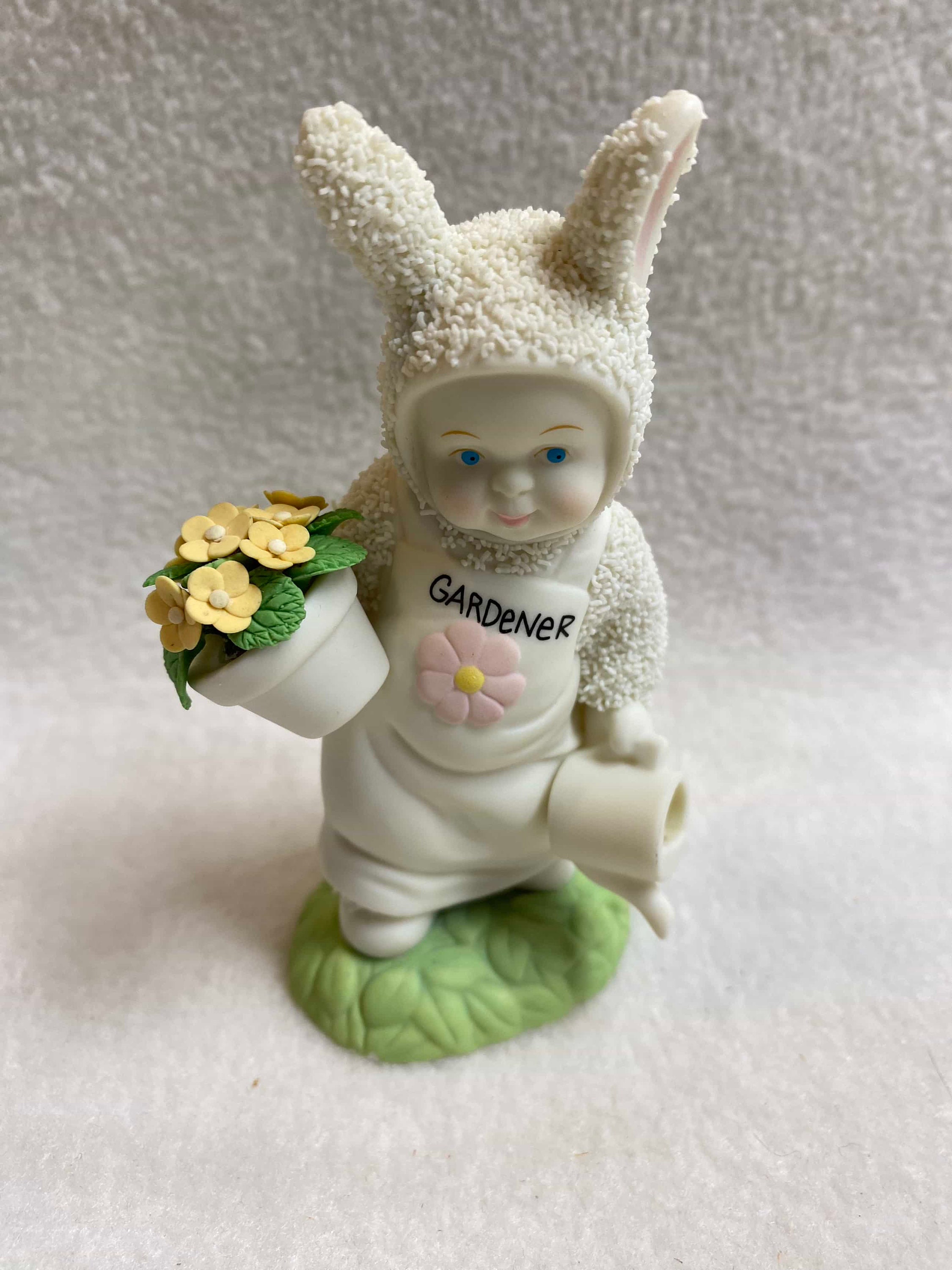 Vintage Department 56 Snowbunnies - Snowbunny With Pot of Flowers
