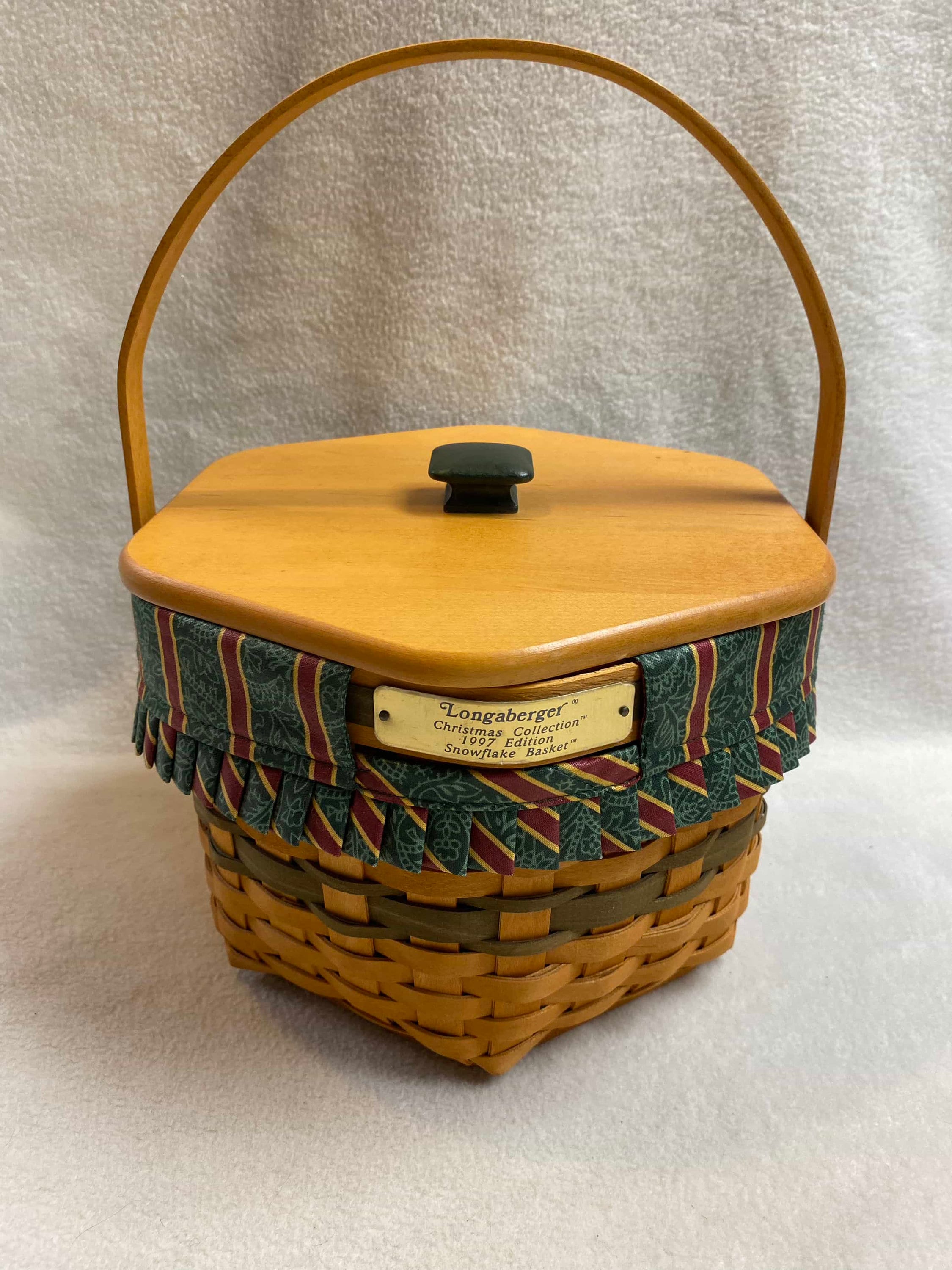 Longaberger 1997 Christmas Collection Snowflake Basket With Wooden