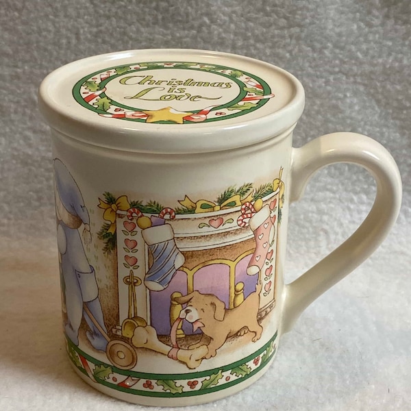 Vintage Watkins Country Kids Collector Mug and Coaster Set - 'Christmas is Love' - In Box (#W366)