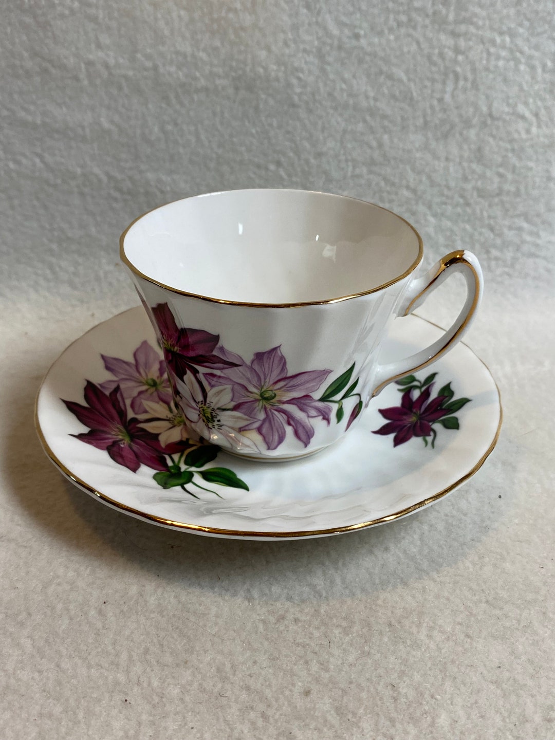 Vintage Royal Kendall Purple Lily Flowers Teacup and Saucer
