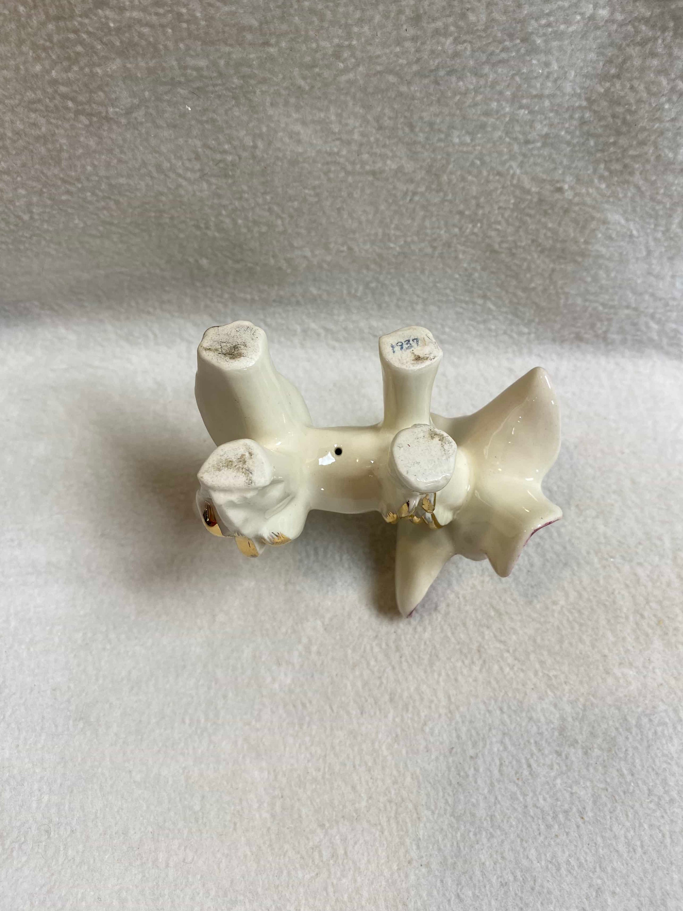 Vintage Stylized Cream Colored Dog With Gold and Purple/pink