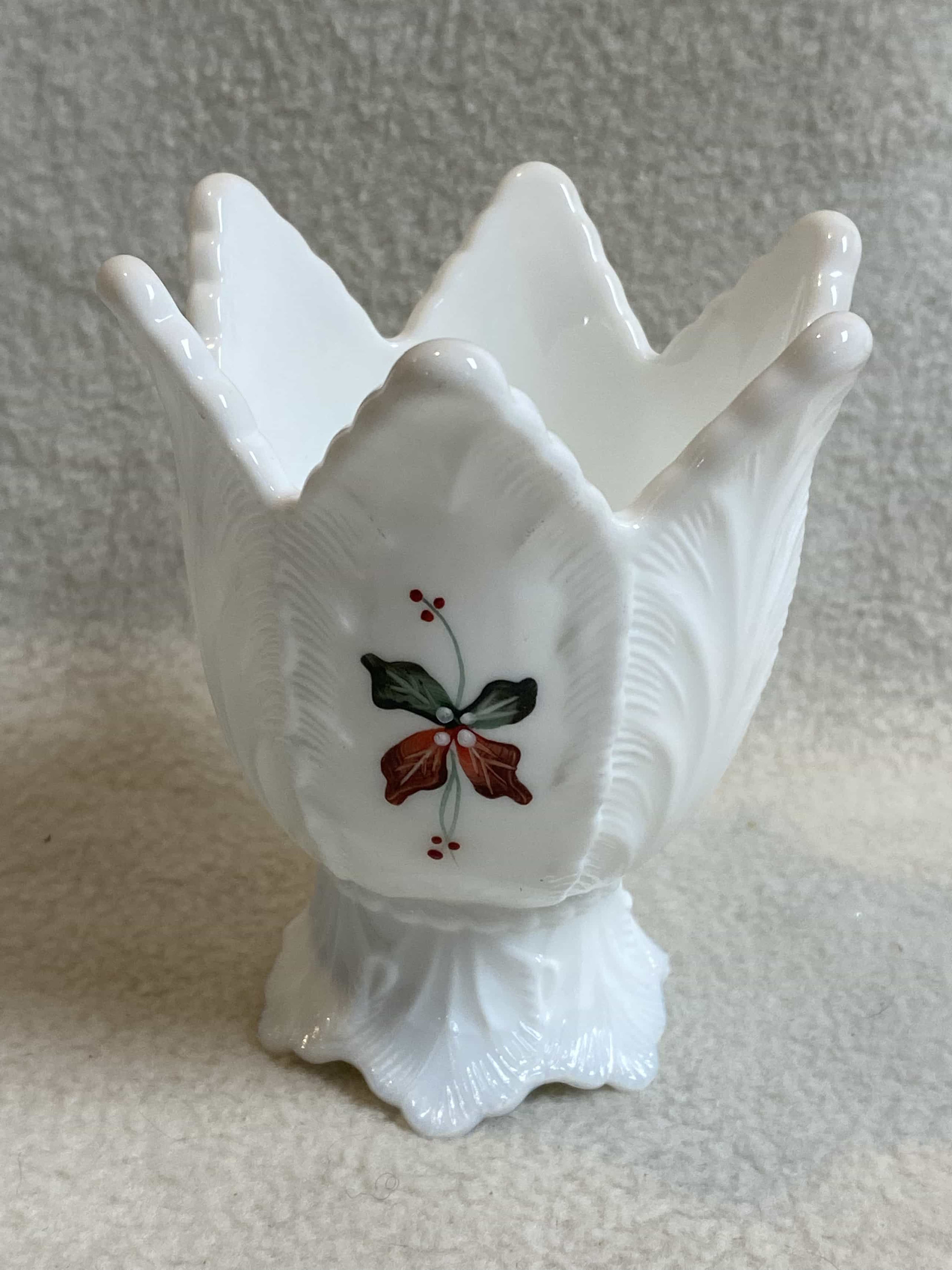 Vintage Fenton Two Way White Milk Glass Candle Holder EE222 Etsy