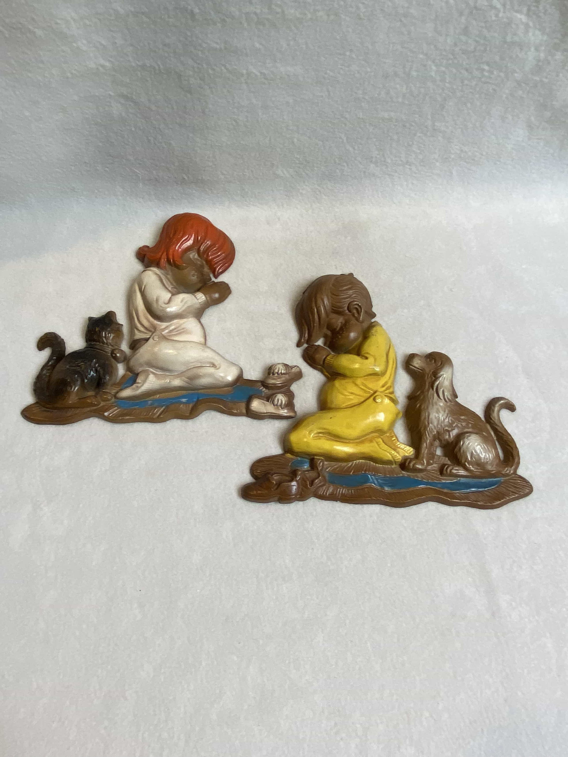 Sexton Metal Wall Plaques - Praying Boy (with Dog) and Praying