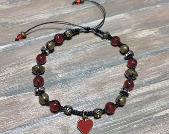 Heart bracelet- Valentine’s Day bracelet- adjustable heart bracelet