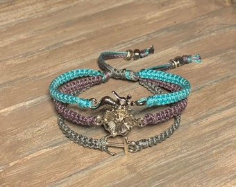 Stacked bracelet set- beach jewelry- macrame bracelets- bracelet set- seahorse bracelet- anchor bracelet set