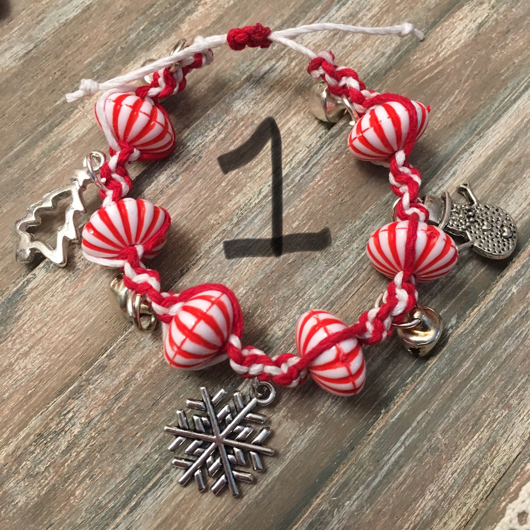 Christmas bracelets candy cane bracelet jinglebell bracelet Etsy