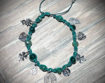 St.Patrick’s Day charm bracelet- shamrock bracelet- Celtic bracelet- Irish jewelry