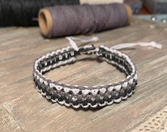 friendship bracelet- wide band macrame bracelet- thick square knot bracelet- adjustable hemp bracelet