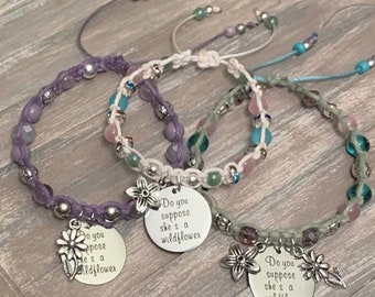 Do you suppose she’s a wildflower bracelet- Alice in wonderland bracelet- Alice jewelry- wildflower bracelet- wildflower jewelry